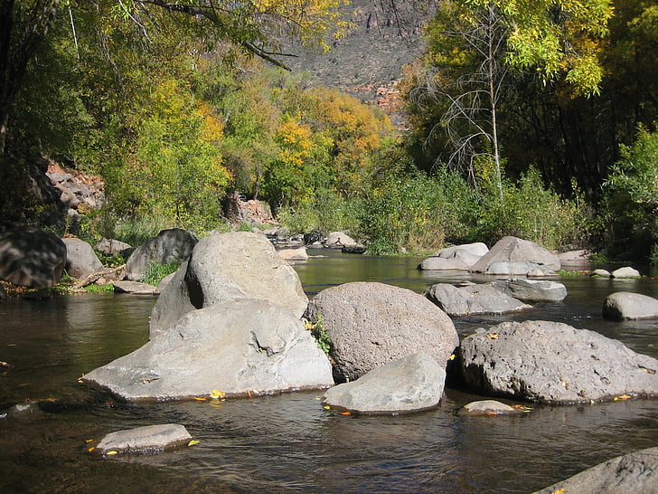 Sedona, Creek, eg, natur, landskab, naturskønne