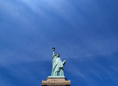landmark, sculpture, art, statue, liberty, statue of liberty, blue