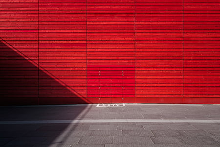 Wall, punainen, rakenne, Ohje, Poistu, metafora, minimalistinen