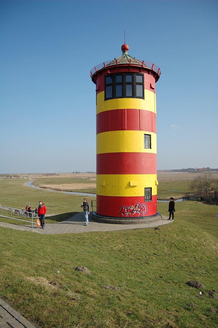 lighthouse, north sea, sky, sea, tower, nature, germany