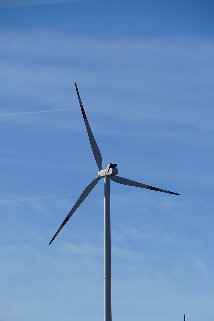natur, vindturbiner, rotorer, himmelen, blå, turbin, elektrisitet