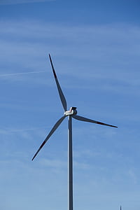 Příroda, větrné turbíny, rotory, obloha, modrá, turbína, elektřina