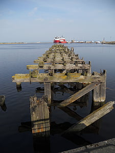 Pier, Port, régi, hajó, tenger, Web, Skócia