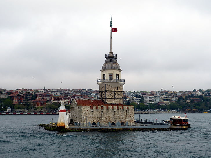 Istanbul, Turecko, Bospor, veža, historicky, Maiden tower, vody