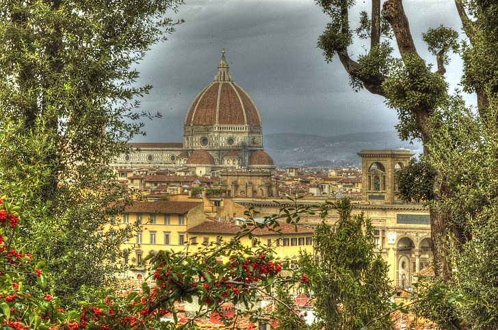 florence, dome, tuscany, brunelleschi, hdr