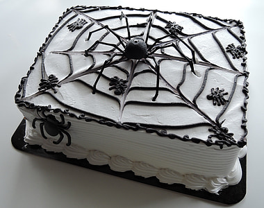 halloween cake, spiders, web, chocolate, food, decoration