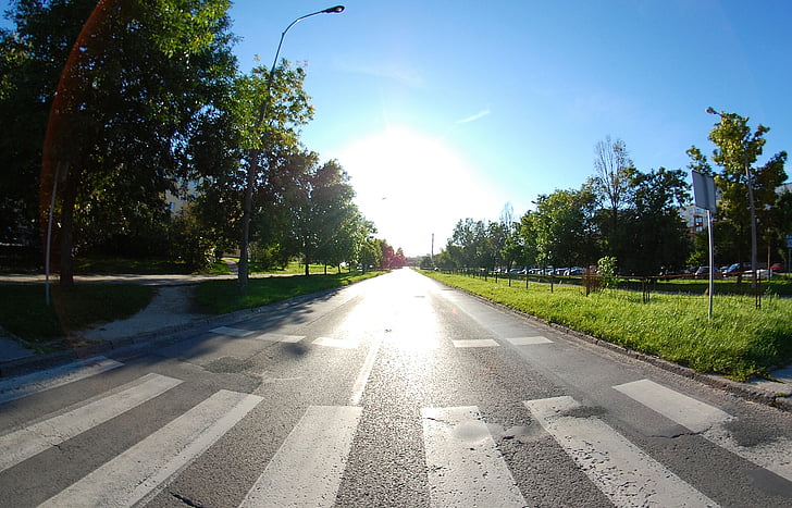 utca, biztonsági övek, Zebra, gyalogos átkelő, Kielce