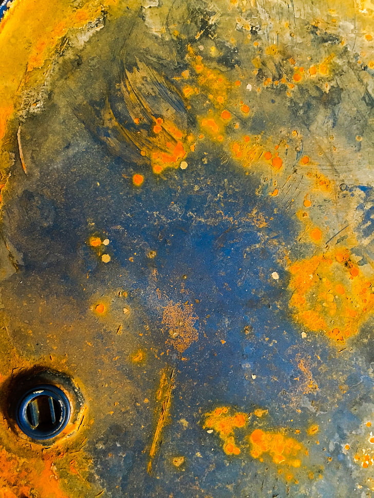 texture, metal, barrel, rust, abstract, tank, yellow