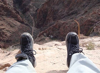 grand canyon, Vista, Overlook, pieds, vue, raide, montagnes