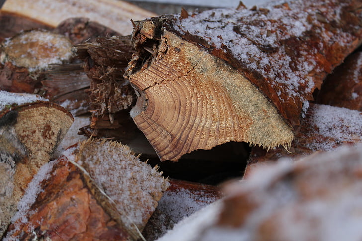 medienos, malkinė mediena, sniego, holzstapel, malkų rietuvės, sukrauti iki, saugojimo