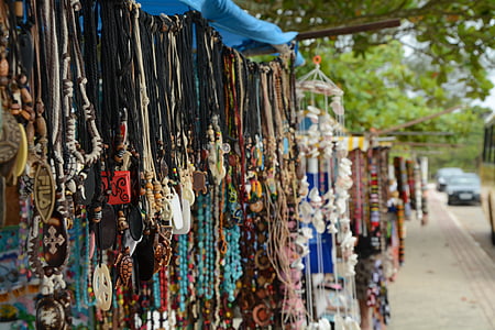 Armbanden, kleuren, strand, markt, handgemaakte, sieraden