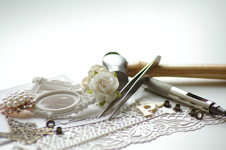 artesanía, Scrapbooking, Blanco, Fondo, joyería, boda, elegancia