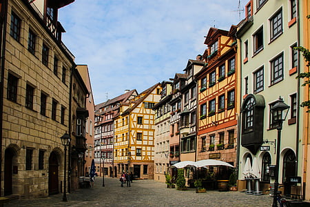 nuremberg, old town, middle ages, truss, weißgerbergasse, alley, historically