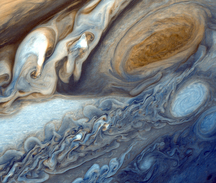 Jupiter, planeta, velké červené skvrny, prostor, cestování vesmírem, sluneční soustava, pozadí