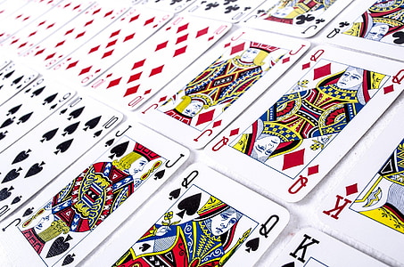 kartice, igrati, paluba, poker, igra, kasino, četiri