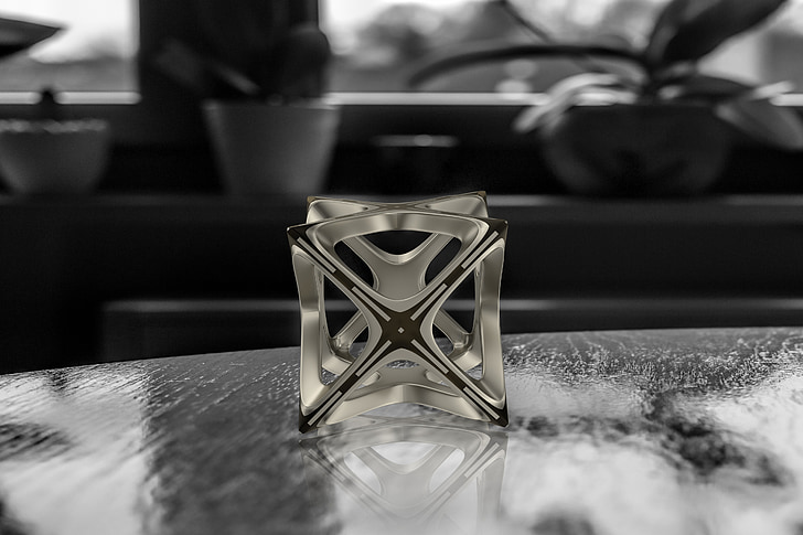 cube, graphical, 3 d, black and white, spieglung, square, color splash
