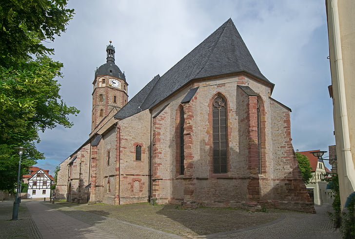 markt kerk, St jacobi, Sangerhausen, Saksen-anhalt, kerk, Duitsland, oud gebouw