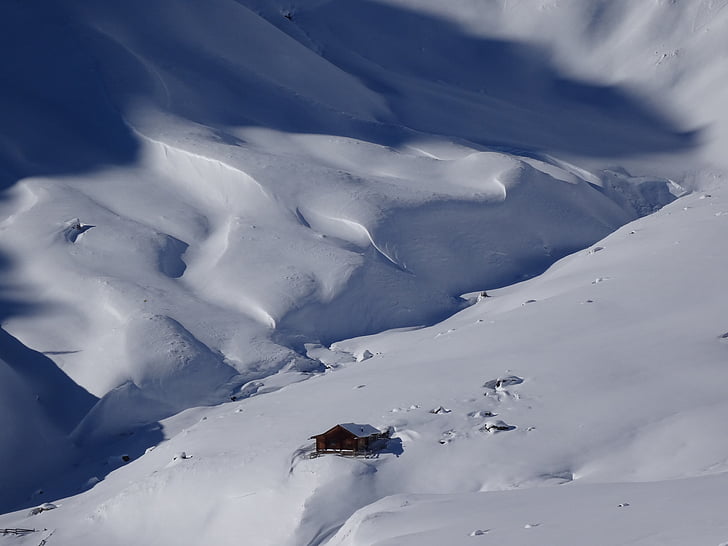serfaus, Austrija, slēpošanas kūrorts, sniega, ainava, auksti, kajīte