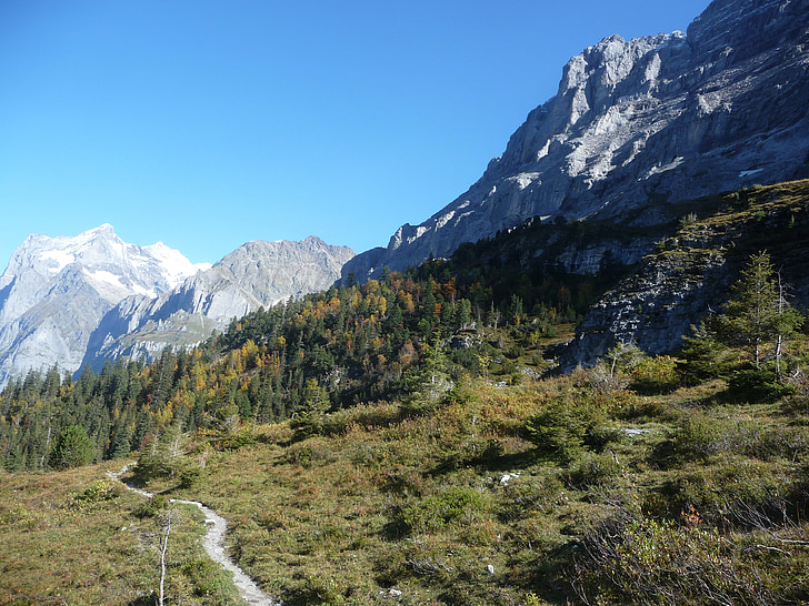 Eigertrail, Oberland bernés, otoño, senderismo, Alpine, montañas, Suiza