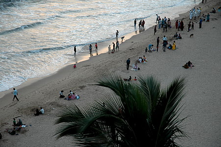 India, Goa, Beach, Indiáni, more, ľudia, piesok