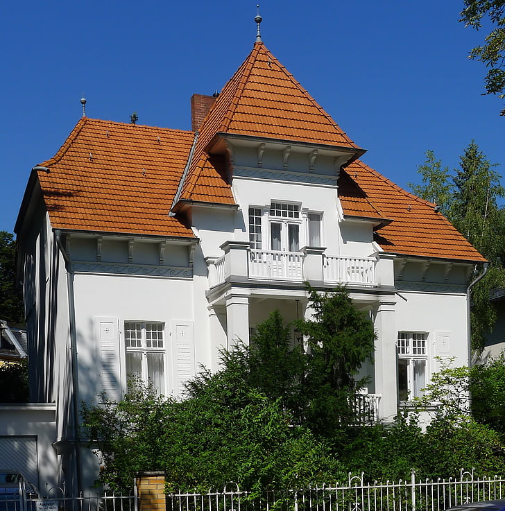 Berlín, Lichterfelde, patrimonio cultural, Monumento, Casa, frente, fachada