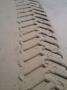 海滩, 车胎, 痕迹, 海, 沙海中的足迹, 荷兰, 北海