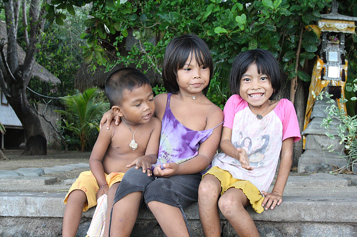 Bali, Indonezija, Amed, paplūdimys, vaikai
