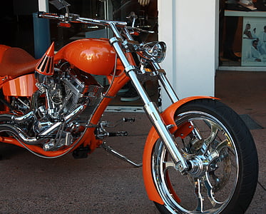 motorcykel, orange, chromr, hastighed, motorcykel, cykel, transport