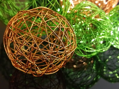 ballen, wire, grønn, oransje, dekorasjon, bakgrunn, netting