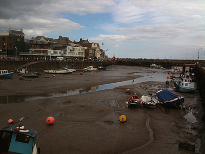 boats, harbour, low tide, nautical Vessel, england, uK, people