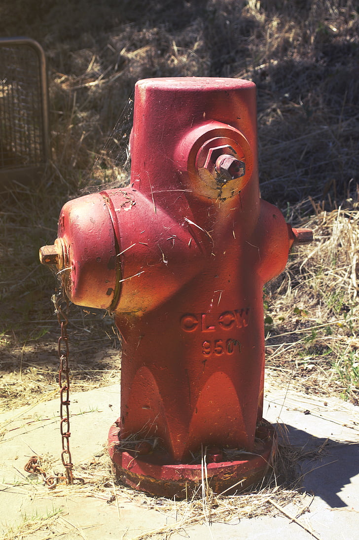dirty, fire, fire hydrant, firefighter, old, red, warm