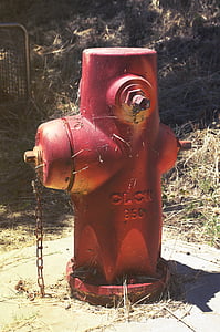 brudne, ogień, hydrantu, strażak, stary, czerwony, ciepłe