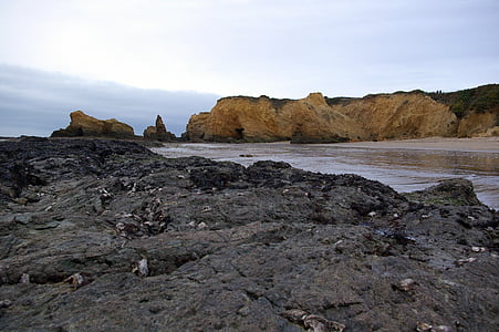 mar, Bretaña, roca, arena, agua, lado, Océano
