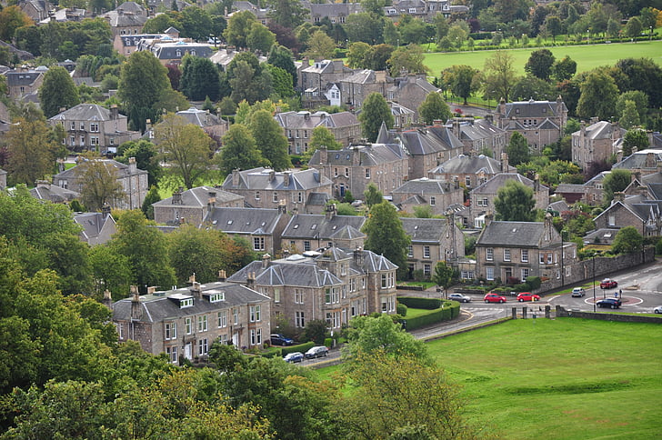Skotija, Lielbritānija, Stirling, pilsēta, mājas, arhitektūra, vecais