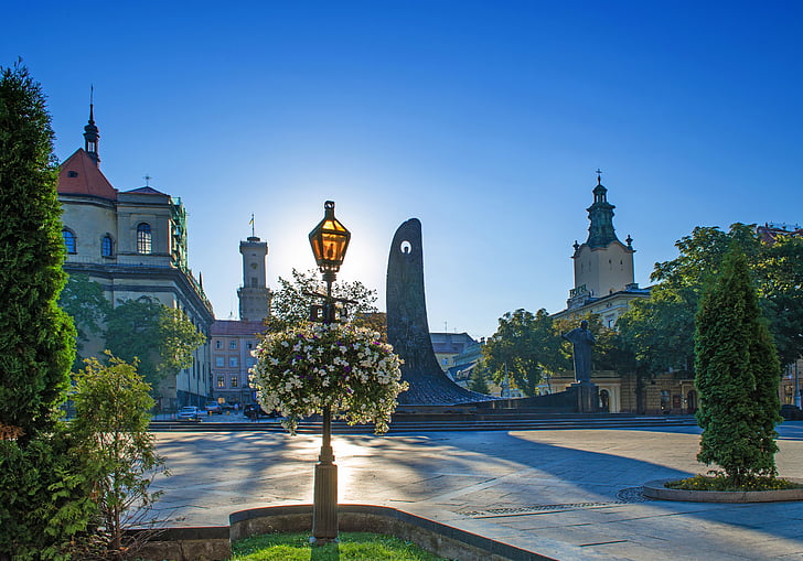 Lviv, központ, Ukrajna, táj, barokk, stílus, gyönyörű