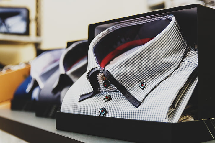 blur, box, business, checkered shirt, close-up, clothes, clothing