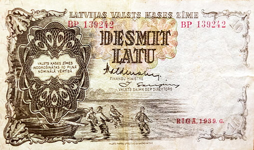 pinigų Latvijoje, Lat, Bill, Latvija, valiuta, 10 lvl, pinigų