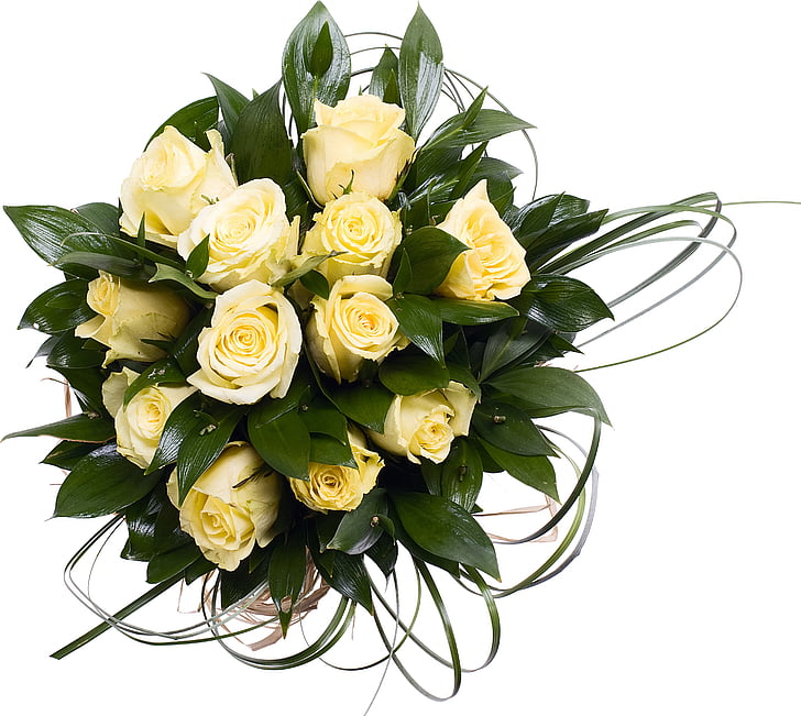 buket, blomster, roser, dekoration, arrangement, Blossom, hvid