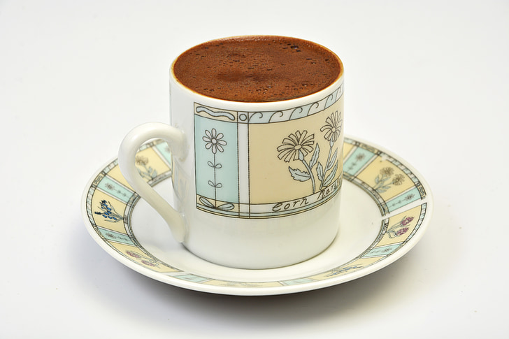 turecká káva, pohár, nápoj