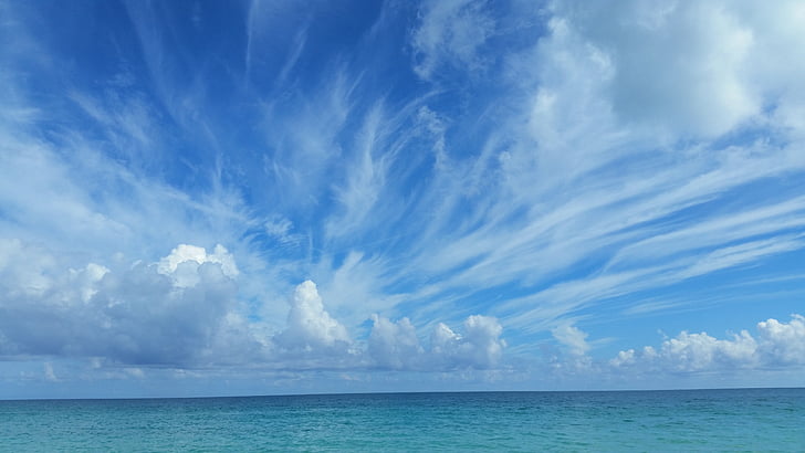 paisatge, núvols, Mar, cel ennuvolat, cel, l'horitzó sobre l'aigua, representacions