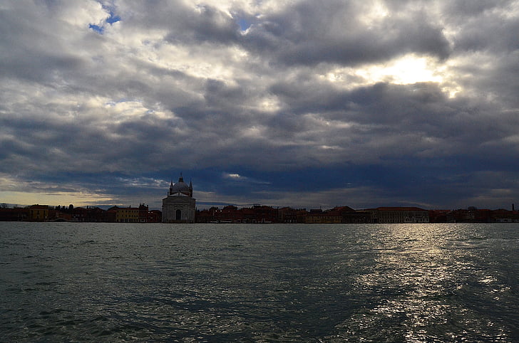 venice, water, sky, italy, bay, channel, building