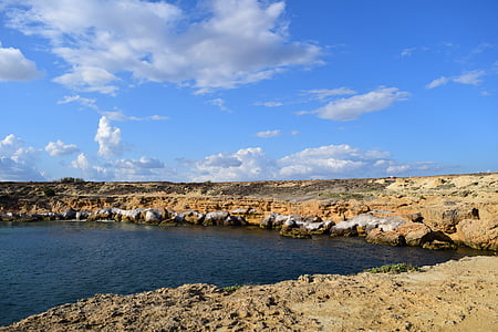 Costa, mar, roca, costa rocosa, vacaciones, Mediterráneo, cielo
