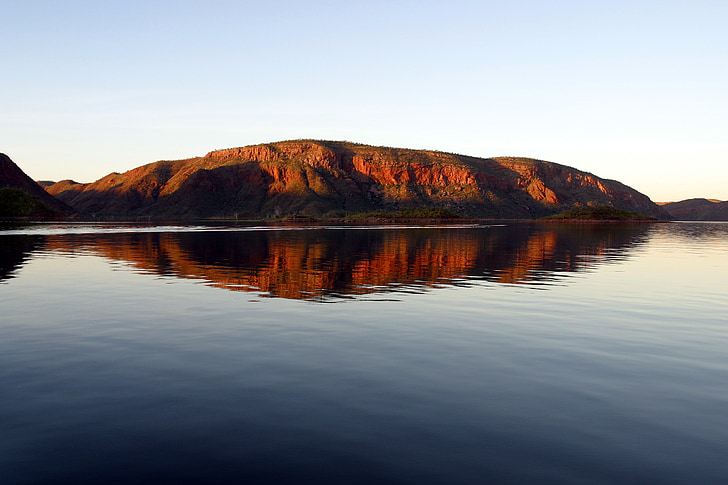 Lake argyle, Austrálie, voda, zrcadlení, soumraku, reflexe