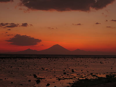 puesta de sol, Volcán, volcánica, naturaleza, mar, paisaje