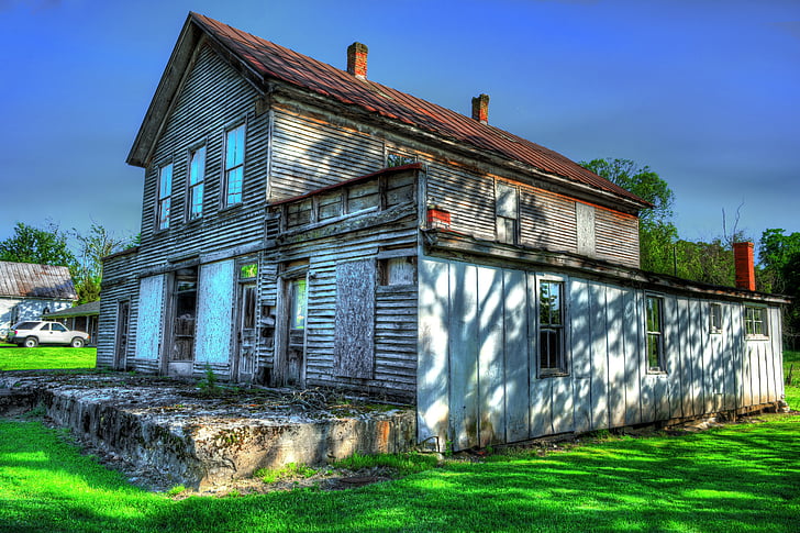 velho, edifício, vintage, madeira, histórico, Tennessee