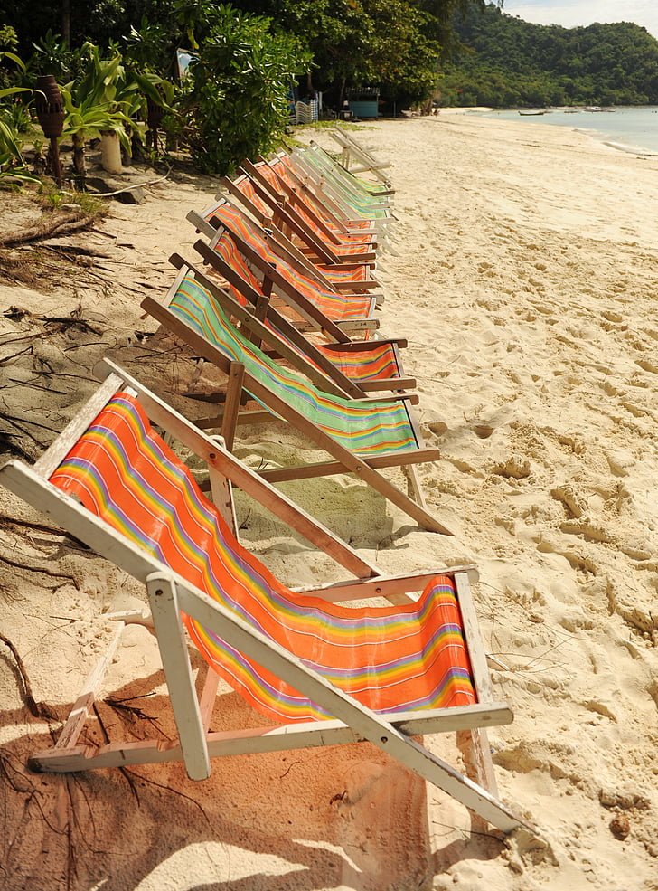 beach, chairs, sand, vacation, summer, tourism, holiday