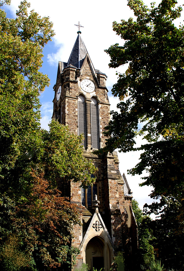 Iglesia, Rheinland, Neuwied, lugares de interés, arquitectura, cielo, azul
