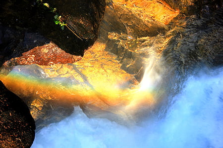 rainbow, waterfall, norway, rock, force of nature, no people, outdoors