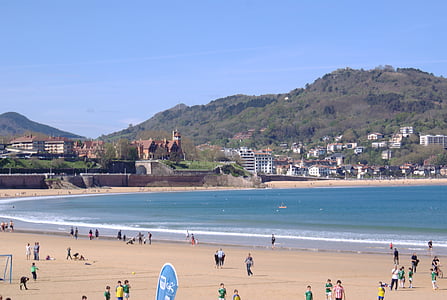 maisema, Conchan lahdelle, San Sebastián, Beach, Sea, rannikko, ihmiset