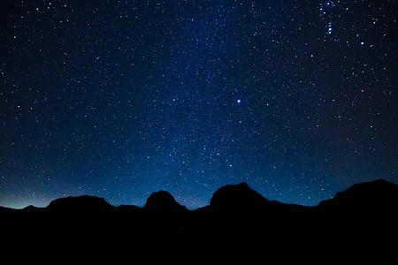 stjernehimmel, Star, bjerge, lang eksponering, aftenhimmel, Schweiz, gurnigel